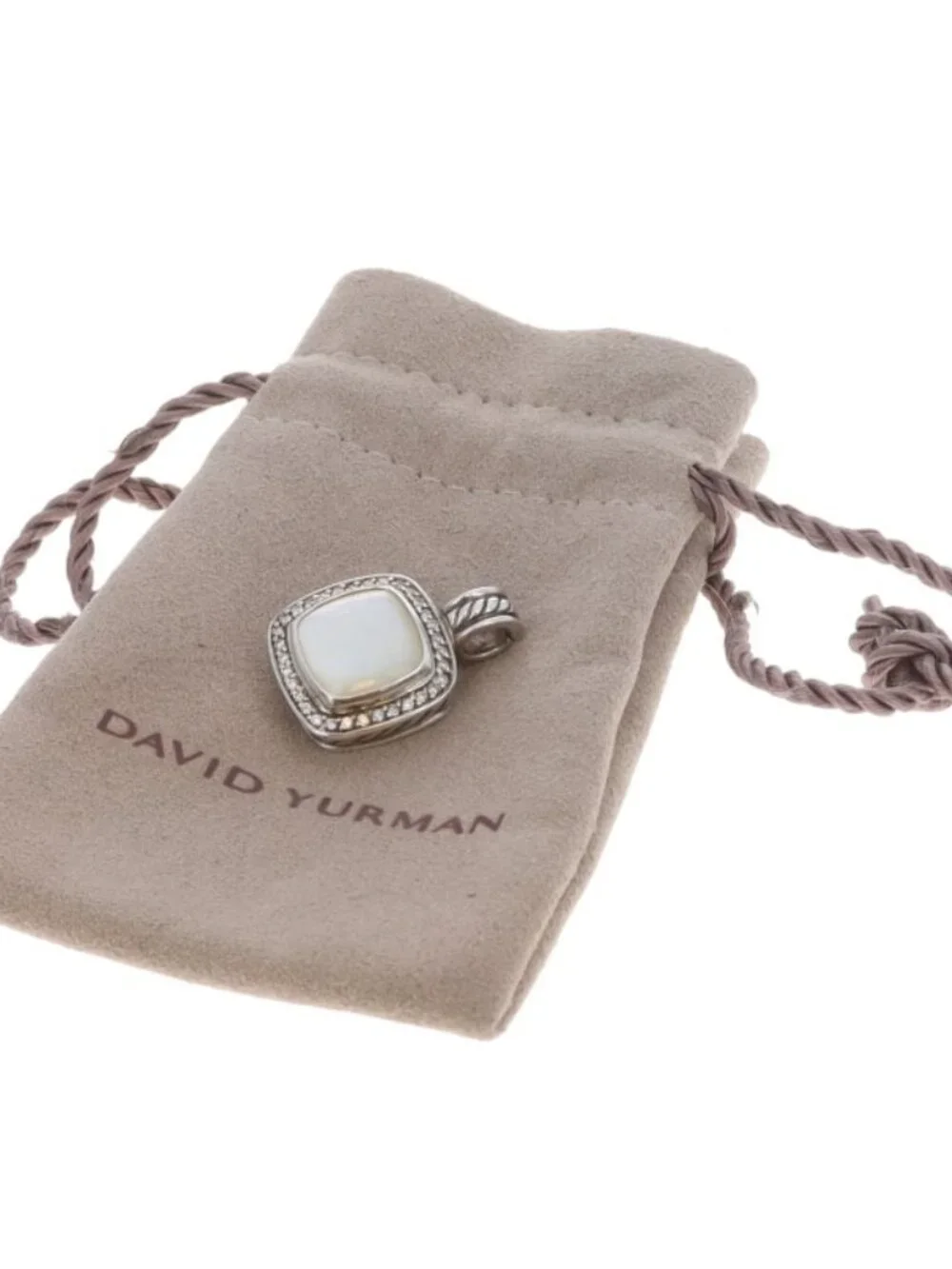 David Yurman Albion MOP/Abalone Diamond Halo Enhancer Pendant 925
